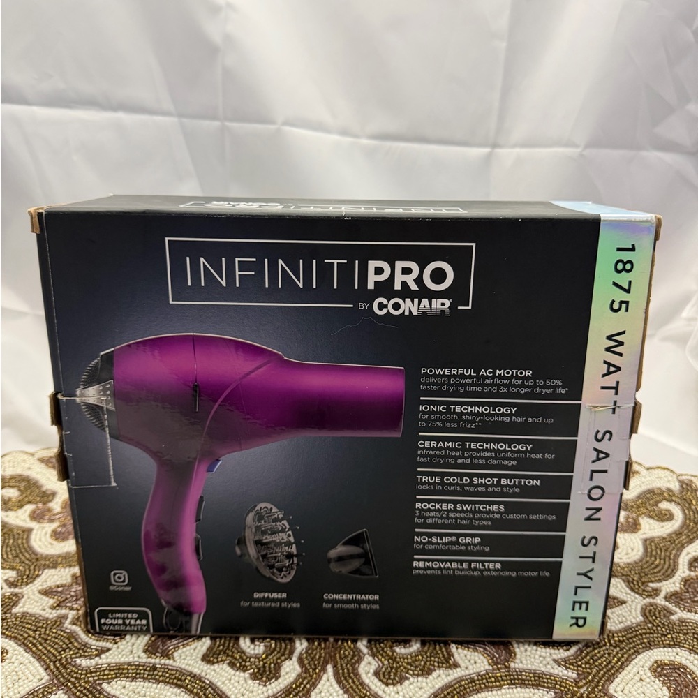 InfinitiPro 1875 WATT Styler Purple Hair Dryer